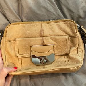 Bruce B. Makowsky nude leather crossbody bag